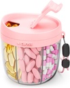 Søt pilledispenser med 7 store sammenligninger, bærbare pilleflaskeorganisator med bred åpning for enkel bruk, anti-Mix pilleorganisator for reise, BPA-fri pillebeholder, Pink
