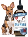 PetSilver Hund Øre Rengjøringsløsning - Gentle ørevask for hunder og katter med Chelated Silver - Otic Rinse Formula Targets Wax Building, Luktfull Odor, og kløe eller irritert områder - laget i USA - 8 fl oz