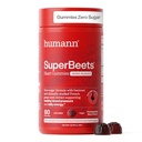 HumanN SuperBeets Heart Gummies - Beet Gummy med energi støtte, Grape Seed Extract & Beetroot pulver, sukkerfri - Pomegranate Berry Flavor, 60 greve