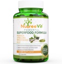 NutreeVit 100% økologisk kraftig supermat formel - immunsystem Booster energi piller med Moringa, Spirulina, Wheatgrass og Kelp - 240 Count Bottle