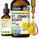 BIO KRAUTER St John's Wort Tinktur - Hypericum Perforatum Liquid Extract for Mood Support - høy absorpsjon - Vegan Drops 2 Fl.Oz.