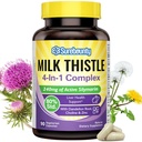 4-i-1 Melk Thistle Complex for menn og kvinner, Melk Thistle Extract med 240 mg aktiv silymarin, 80% Std, med Dandelion, Choline, sink, Liver Detox & Repair, Ikke-GMO, En gang daglig, 90 Veggie Caps