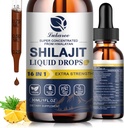 16 i 1 Shilajit Resin Flytende Drop, Shilajit W/Ginseng, Turmeric, Rhodiola, Wolfberry, Amla & Vitaminer, Shilajit Supplement for menn og kvinner med 85+ Trace Minerals & Fulvic Acid, 1 Fl Oz