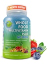 Vegansk hele mat daglig flervitamin uten jern, metylert multivitamin for kvinner og menn, laget med frukt og grønnsaker, B-kompleks, probiotika, enzymer, CoQ10, Omega, Turmeric, Non-GMO, 90 greve