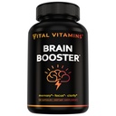 Vitale vitaminer Brain Supplements med Bacopa Monnieri - for minne og fokus - Nootropic Brain Booster - Koffein-fri støtte for voksne og seniorer - Ikke-GMO, 30 dagers forsyning, 30 kapsler