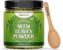Neem etterlater pulver naturlig løsning for Pimple-fri klar hud og silkehår, ideell for ansiktspakker, hårpleie og grisestøtte med trespoon - 100g | 3,5 Oz
