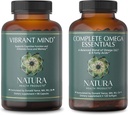 Natura Helseprodukter Vibrant sinn og komplette Omega Essentials Supplement Bundle - Nootropic Brain Supplement for minne og fokus - balansert blanding av Omega 3, 6, 7, og 9 fettsyrer