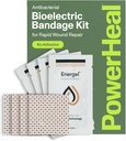 PowerHeal Bioelectric Bandage Kit for sårpleie og healing - Enkelt lag ingen klesskap Inkluderer sår Hydrogel, kan kuttes for å passe - for kutt, sliper, blender, Burns - 4-Pack, 2\" x 2\"