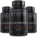 (3 Pakke) Smartere eldrebær kapsler + vitamin C + Ginger & sink, Herbal Supplement, kraftig svart eldre Berry ekstrakt antioksidant vitamin, 180 vegan piller