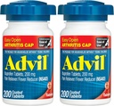 Advil Pain Relief and Fever Reduser, Smerte lindring medisin med Ibuprofen 200 mg for leddsmerter, muskelsmerter og mindre ledgikt smerte lindring - 200 belagte tabletter med lett åpen arthritis Cap
