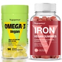 Vegansk jern gummi + Vegansk Algae Omega-3 DHA - beste vitamin supplement for kvinner og menn, ikke-GMO, Glutenfri