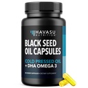 Svart Seed olje med DHA Supplement for hjernehelse og kognisjon - kaldt presset svart cumin frøolje og DHA Omega 3-60 flytende kapsler, uflavorert, vegansk, ikke-GMO og glutenfri - 1 måneds levering