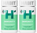 Habit immunitet Supplement 2 Pack (120 Kapsler) - Ny look, Echinacea, Elderbær, Turmeric, sink blanding for å støtte immun helse og antioksidant nivå, vegan, ikke-GMO
