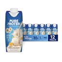 Pure Protein Vanilla Protein Shake, 30g Complete Protein, vitaminer A, C, D og E pluss sink å støtte immunhelse, klar til å drikke og keto-vennlig, 11oz flasker, 12 Pack