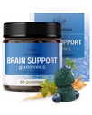 HERBAMAMA Brain Support Gummies – Brain Focus Kosttilskudd for voksne med Ashwagandha, Bacopa Monnieri, Vitamin C & B12 – Vegansk, ikke-GMO beroligende gummi – 60 Pektin-basert Blåbær-Flavored Chews