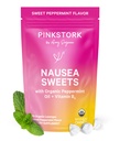 Pink Stork Organic Peppermint Søt for morgensykhet og bevegelsessyke støtte, lagt til vitamin B6, 1. trimester graviditet må ha - 30 omringet peppermint candies