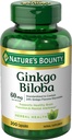 Naturens Bounty Ginkgo Biloba, støtter sunn hjernefunksjon, Herbal Supplement, 60 Mg, 200 kapsler