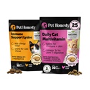 Cat Multivitaminer + immunstøtte Lysine Dual Texture Chew Supplement Bundle - støtter total immunhelse, ledd, hud og Coat, og katt Allergy Relief - Sneezing, Runny Nese