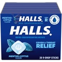HALLS Cough og Throat Relief Mentho-Lyptus Cough dråper, 20 pinner på 9 (180 totalt dråper)