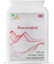 Ved RESVERATROL 1000 mg 90 Tablet, Potent Antioksidanter og, fremmer anti-Aging, kardiovaskulær støtte, 90 dagers forsyning per flaske.