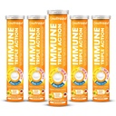 nutterazul Immune Triple Action Effervescent Tabletter med vitamin C 1000mg, vitamin D, sink, støtte daglig rutine, Glutenfri, Sukkerfri, Laktosefri, Orange Flavor, 20 tabletter (pakke med 5x20)