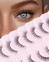 Bare alle naturlige Lashes Wispy Lashes naturlig utseende Falske Øyevipper Naturlige Flarøde Øyevipper Falske Øyevipper Mykt Fluffy Lashes 7 Par D1 Naturlig (6-13MM)
