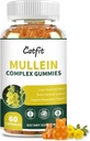 Catfit Mullein Gummies for Lungs – Mullein Leaf Extract med Quercetin, Elderberry for respirasjon og immunstøtte,Lung Helse og puste, Vegan, Pineapple Flavor, 60 Gummies