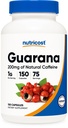 Nutricost Guarana 1000mg Servering, 150 vegetariske kapsler - Naturlig Herbal Brasiliansk koffein Energizer Supplement