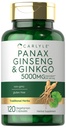 Carlyle Panax Ginseng & Ginkgo 5000mg | 120 vegetariske kapsler | Ikke-GMO & Glutenfri Supplement