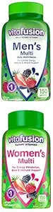 Bundle av vitamin Voksen Gummy vitaminer for menn, Berry Flamined daglige multivitaminer for menn, 75 dagers forsyning, 150 greve + Vitafusion Kvinner Multivitamin Gummies, 75 dagers forsyning, 150 greve