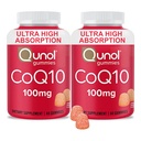 Qunol CoQ10 Gummies, CoQ10 100mg, Delicious Gummy Supplements, hjelper støtte hjerte helse, Vegan, Glutenfri, Ultra høy absorpsjon, 2 måneders forsyning (60 greve, pakke av 2)