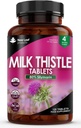 Ny Leaf produkter Melk Thistle 1000mg tabletter (4 måneders forsyning) Høy styrke 2000mg 80% Silymarin, Vegan tabletter, GMO-fri, Glutenfri 120 tabletter