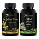 St Johns Wort 900mg-mood støtte Supplement-Calm kosttilskudd. DIM Supplement 300mg med Broccoli 200mg BioPerine 10mg-Hormone og Estrogen Balance for kvinner og menn.120 Grønnsaker Kapsler(2 MÅNTER Supply)