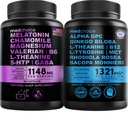 MEDCOICE Sleep Melatonin (90ct) og Nootropic Brain (60ct) Supplement Bundle - Velvære Duo for søvn, hjerne, fokus, & Mood Support - Vegansk, ikke-GMO, Glutenfri