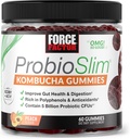 Force Factor ProbioSlim Kombucha Gummier for Digestive Helse, Probiotika for kvinner og probiotika for menn laget med 5 milliarder CFUs, Kombucha SCOBY Probiotiske Gummier, fersken, 60 gummier