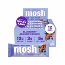 MOSH Blueberry Almond Crunch Keto Protein Barer, høy fiber, lav karbohydrater, Glutenfri, høy protein, hjerne sunn snack, 12 greve
