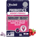 Bio360 Probiotika for kvinner Vaginigal helse - støtter pH-balanse, Vaginal, urin, og digestiv helse - 50 milliarder CFU & 15 unike strender for sunn Vaginal Odor & Vaginal Flora - hyllestabil