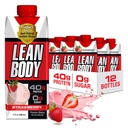 Labrada Lean Body Ready-to-Drink Strawberry Protein Shake, 40g Protein, Whey Blend, 0 Sukker, Glutenfri, 22 vitaminer og mineraler, 17 Ounce (Resirkulerbar Carton & Lid - Pakke med 12)