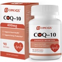 OMOGS CoQ10 400mg Softgels, Coenzym Q10 høy absorpsjon kosttilskudd støtte hjertehelse, kariovaskulær helse, immunsystem og cellulær energiproduksjon, Glutenfri, 90 Softgels