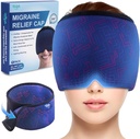 Hilph Justerbar Migraine Relief Cap med tykk Gel Cold Compress, hodepine Relief Cap, Ansiktskjøling Mask Gel Head Wrap for spenning, Stress & Hangover, Soothing Gaver for kvinner Menn Blå
