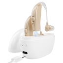Høreapparater forsterkere for eldre oppladbare med støystillende høreapparat tap forsterker seniorer, Adults lade saken og volume kontroll(1 par), Beige C1
