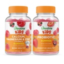 Livbar Kalsium Magnesium & Sink Kids + Probiotiske 2 milliarder CFU Kids, Gummies Bundle - Great Tasting, vitamin Supplement, Glutenfri, GMO Gratis, Chewable Gummy