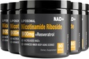 NAD Supplement - NAD + med Nikotinamid Riboside (NR) og Resveratrol Quercetin 900mg ren organisk NAD Plus for cellular reparasjon sunn aldring hjernefunksjon, 80 kapsler (pakke på 5)