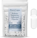 PureCaps USA - Tom Vegetarisk Vegansk Pullulan Pullulan Pill Kapsler Størrelse 000 | 1000 Separert Pills | Clear| Ikke-GMO Certified | SLS, Gluten, Preservativ Gratis