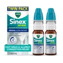 Vicks Sinex EVERE Allergi & Sinus Nasal Spray, Original Ultra Fine Mist, Decongestant Medisin, Relief fra Nasal Congestion på grunn av kald eller allergi, Sinus Pressure Relief, 265 Sprays x 2