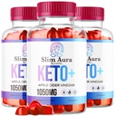 (3 Pakke) Slim Aura Keto ACV Gummies - Offisiell Slim Aura Keto Plus Apple Cider Vinegar 1050MG Avansert formel Gummys, Alle naturlige Premium Formula, Slimaura Gomitas anmeldelser, 300 Gummies i 5 måneder