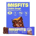 Misfits Vegan Protein Bars, Cookie Dough - Oppdatert oppskrift | Plant Basert, Lav Sugar & Carb, Høy Fiber Snacks | Pakke med 15