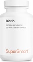 Supersmart - Biotin 10 000mcg / 10g per dag (høy potens) - vitamin B7 Biotin Supplement - Sunt hår, hud og negler ikke-GMO & Glutenfri - 120 vegetariske kapsler