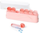 Ukentlig Pill Organizer 1 gang om dagen, KOVIUU bevegelig pille boks 7 dag, bærbar reisepille tilfelle, en gang daglig medisin container holder, uke pille dispenser for vitamin medisin kosttilskudd, rosa