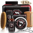 Fars dag Far Gaver, Skjegg Kit for menn, Skjeggvekst og Grooming Kit w/Beard Olje Beard Balm Skjegg Brush Skjegg Comb Skjegg Scissors, Fødselsdagsgaver til menn Ektemann ham bestefar Kjæreste Sønn Bror